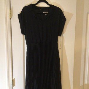 NWT SHELBY & PALMER Black Pleated Midi Dress